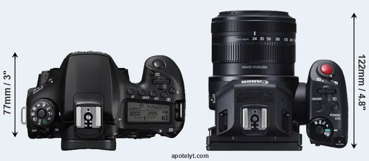 Compare 90D versus XC10 top