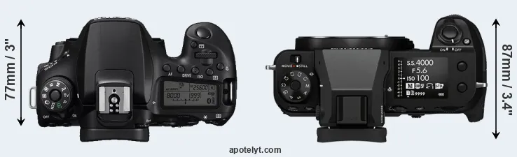 Compare 90D versus GFX 100S top