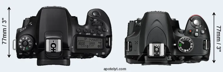 Compare 90D versus D3200 top
