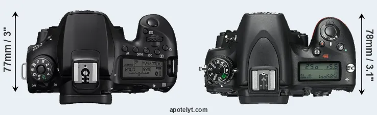 Compare 90D versus D750 top