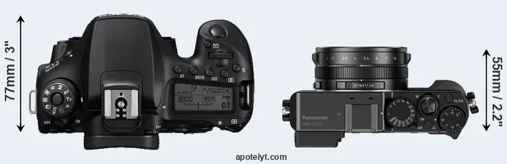 Compare 90D versus LX100 top