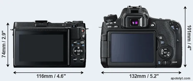 Comparison G1X Mark II or T6s rear