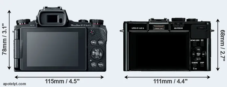 Comparison G1X Mark III or D-LUX 6 rear