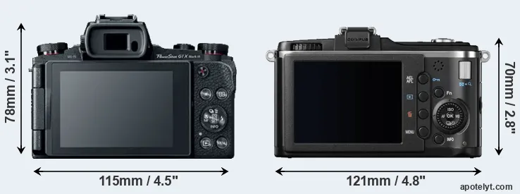 Comparison G1X Mark III or E-P2 rear