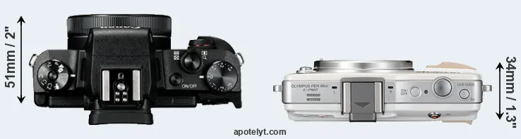 Compare G1X Mark III versus E-PM2 top
