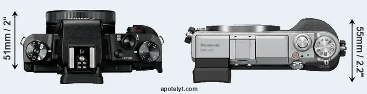 Compare G1X Mark III versus GX7 top
