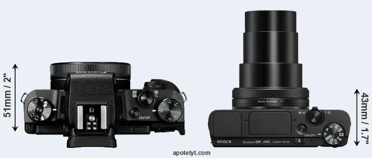 Compare G1X Mark III versus RX100 VI top