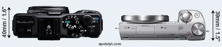Compare G15 versus NEX-5T top