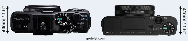 Compare G15 versus RX100 IV top