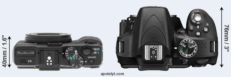 Compare G16 versus D3300 top