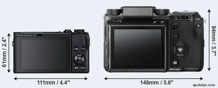 Comparison G5X Mark II or GFX 50S rear
