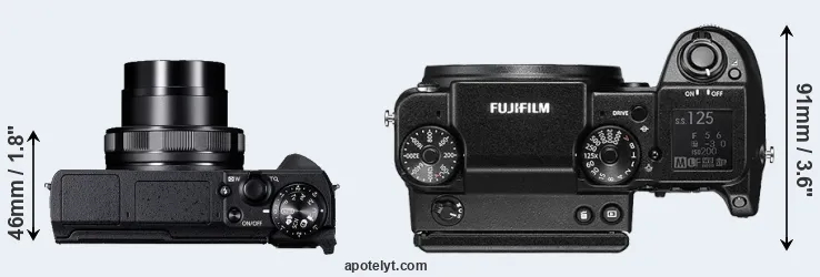 Compare G5X Mark II versus GFX 50S top
