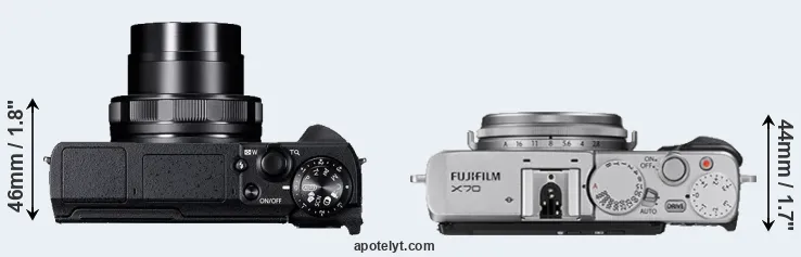 Compare G5X Mark II versus X70 top