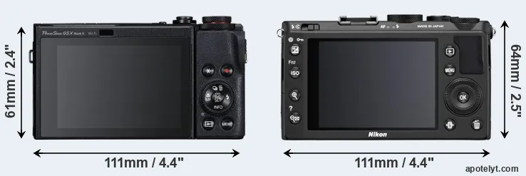Comparison G5X Mark II or Coolpix A rear