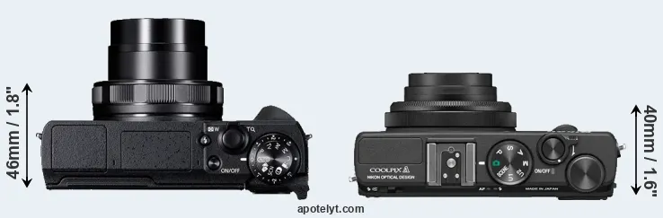 Compare G5X Mark II versus Coolpix A top