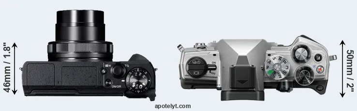 Compare G5X Mark II versus OM-5 top