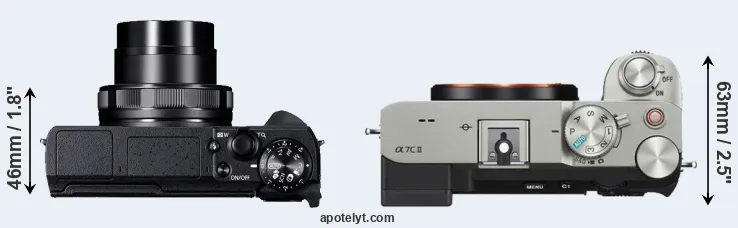 Compare G5X Mark II versus A7C II top