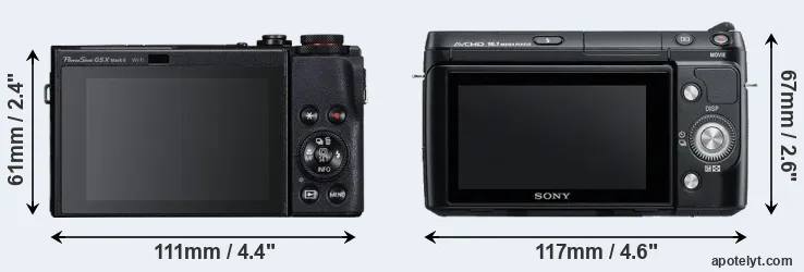 Comparison G5X Mark II or NEX-F3 rear