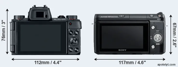Comparison G5X or NEX-F3 rear