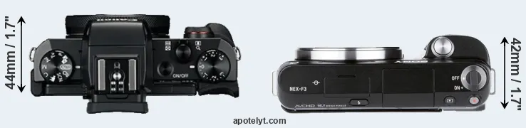 Compare G5X versus NEX-F3 top