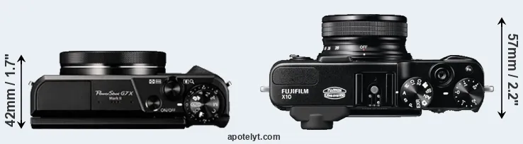 Compare G7X Mark II versus X10 top