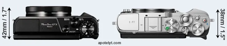 Compare G7X Mark II versus E-P7 top