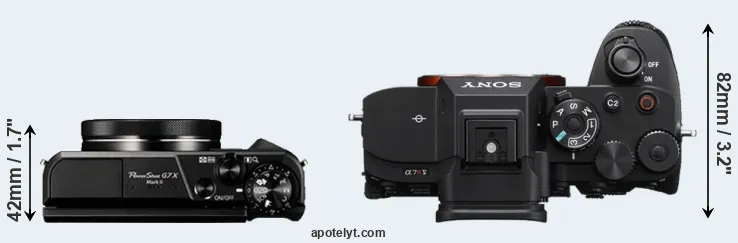 Compare G7X Mark II versus A7R V top