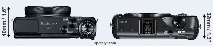 Compare G7X versus Canon M top