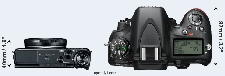 Compare G7X versus D610 top