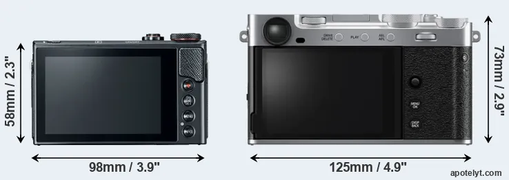 Comparison G9X Mark II or X-E5 rear