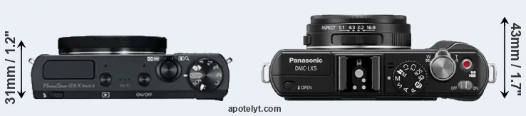 Compare G9X Mark II versus LX5 top