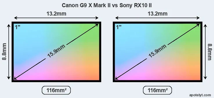 Canon G9 X Mark II and Sony RX10 II sensor measures