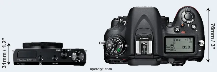 Compare G9X versus D7100 top