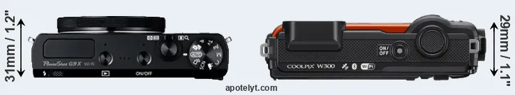 Compare G9X versus W300 top