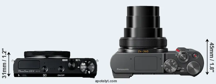 Compare G9X versus TZ200 top