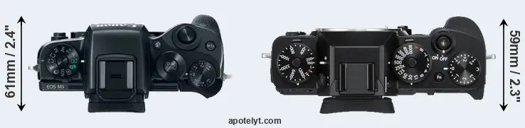 Compare M5 versus X-T3 top