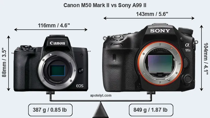 Size Canon M50 Mark II vs Sony A99 II