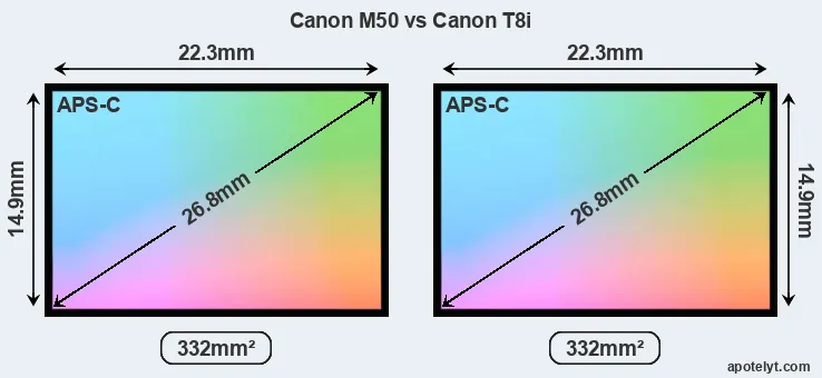 Canon M50 and Canon T8i sensor measures
