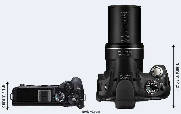 Compare M6 Mark II versus SX30 top