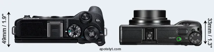 Compare M6 Mark II versus GR III top