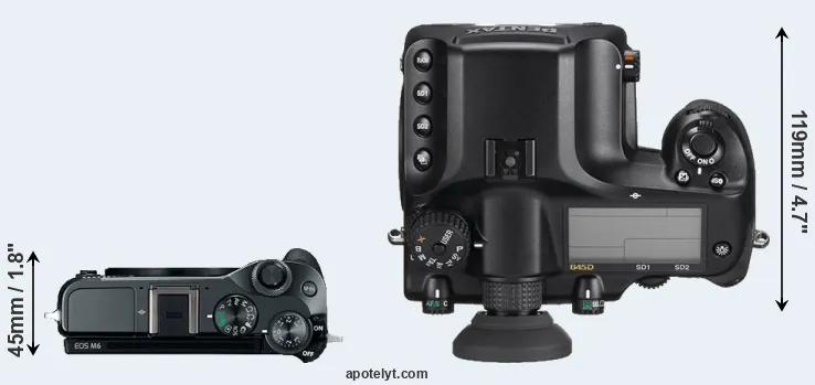 Compare M6 versus 645D top