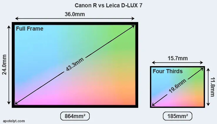Canon R and Leica D-LUX 7 sensor measures