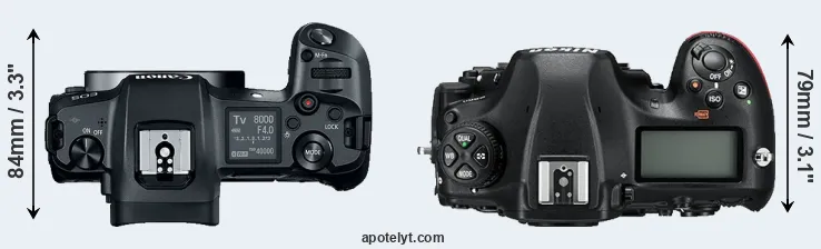 Compare Canon R versus D850 top