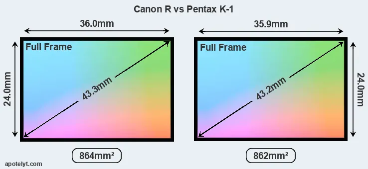 Canon R and Pentax K-1 sensor measures