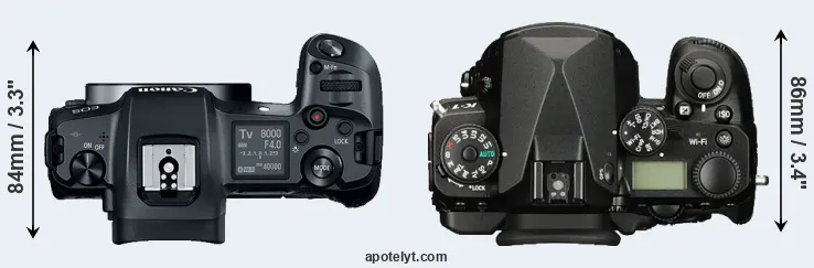 Compare Canon R versus K-1 top