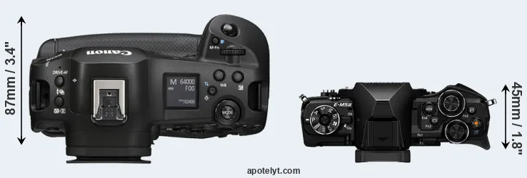 Compare R1 versus E-M5 II top