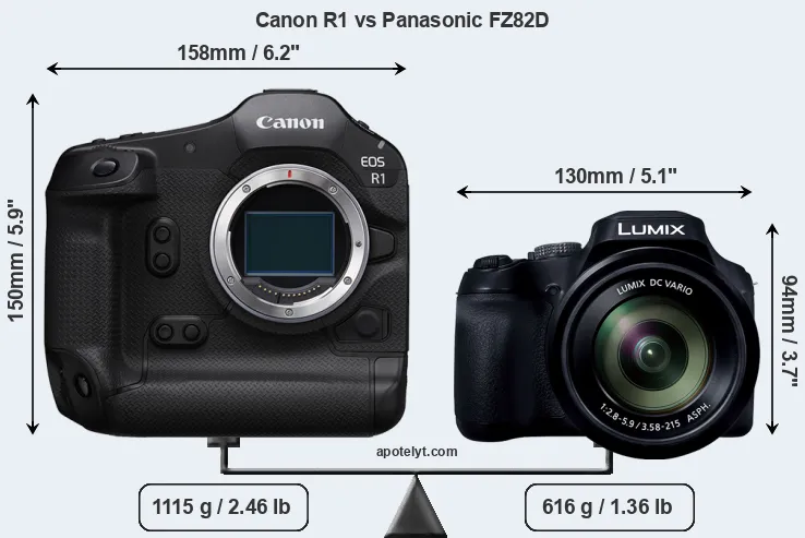 Size Canon R1 vs Panasonic FZ82D