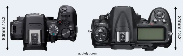 Compare R10 versus D300S top