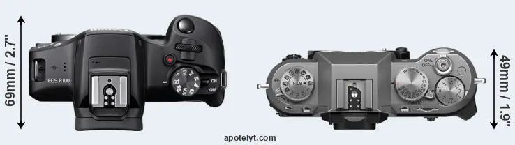 Compare R100 versus X-T50 top