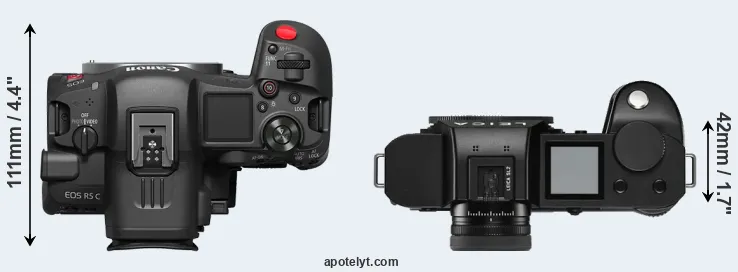 Compare R5 C versus Leica SL2 top